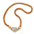 Gold Tone Mesh Necklace With Crystal Heart Pendant, With Magnetic Closure - 36cm L