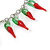 Stylish Hot Red Chilly Glass Charm Necklace With T- Bar Closure In Silver Tone - 40cm L - view 4