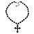 Cross Pendant With Black Acrylic Beaded Chain In Black Tone - 38cm L/ 5cm Ext - view 7