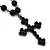 Cross Pendant With Black Acrylic Beaded Chain In Black Tone - 38cm L/ 5cm Ext - view 4