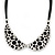 Silver Tone, Crystal Collar Necklace With Black Suede Cords - 40cm L/ 7cm Ext - view 1