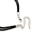 Silver Tone, Crystal Collar Necklace With Black Suede Cords - 40cm L/ 7cm Ext - view 6