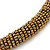Statement Chunky Golden Bronze Beaded Stretch Choker Necklace - 44cm L - view 3