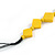 Long Yellow Faux Bone Square Bead Black Cotton Cord Necklace - 82cm L - view 5