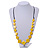 Long Yellow Faux Bone Square Bead Black Cotton Cord Necklace - 82cm L - view 7
