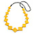 Long Yellow Faux Bone Square Bead Black Cotton Cord Necklace - 82cm L