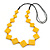 Long Yellow Faux Bone Square Bead Black Cotton Cord Necklace - 82cm L - view 4