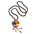 Multicoloured Ceramic Flower Pendant With Long Brown Cotton Cord - 60cm L - view 2