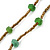 Long Bronze, Green Glass Bead Necklace - 94cm L - view 3