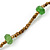 Long Bronze, Green Glass Bead Necklace - 94cm L - view 4