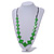Long Bright Green Bone Square Bead Black Cotton Cord Necklace - 82cm L - view 2