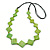 Long Bright Green Bone Square Bead Black Cotton Cord Necklace - 82cm L - view 9