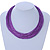 Multistrand Purple Silk Cord Necklace In Silver Tone - 50cm L - view 2