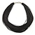 Multistrand Black Silk Cord Necklace In Silver Tone - 50cm L