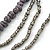 Multistrand Grey/ Metallic Silver Glass Bead, Semiprecious Stone Black Suede Cord Necklace - 74cm L - view 3