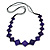 Long Deep Purple Bone Square Bead Black Cotton Cord Necklace (possible natural irregularities) - 82cm L - view 3