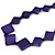 Long Deep Purple Bone Square Bead Black Cotton Cord Necklace (possible natural irregularities) - 82cm L - view 4