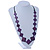 Long Deep Purple Bone Square Bead Black Cotton Cord Necklace (possible natural irregularities) - 82cm L - view 7