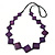 Long Deep Purple Bone Square Bead Black Cotton Cord Necklace (possible natural irregularities) - 82cm L - view 8