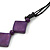 Long Deep Purple Bone Square Bead Black Cotton Cord Necklace (possible natural irregularities) - 82cm L - view 11