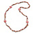 Dusty Pink Shell Nugget With Stone Hearts Necklace - 76cm L