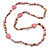 Dusty Pink Shell Nugget With Stone Hearts Necklace - 76cm L - view 4