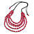 Multstrand, Layered Fuchsia Wood Bead, Black Cotton Cord Necklace - 60cm/ 80cm - Adjustable