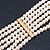 6-Strand White Coloured Faux Pearl Bridal Diamante Choker Necklace in Gold Plated Metal - 30cm L/ 5cm Ext - view 15