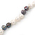 9mm-10mm Light Cream/ Black Baroque Freshwater Pearl Necklace In Silver Tone - 46cm L - view 4