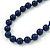 12mm Dark Blue Lapis Round Semi-Precious Stone Necklace With Spring Ring Clasp - 44cm L - view 6