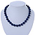 12mm Dark Blue Lapis Round Semi-Precious Stone Necklace With Spring Ring Clasp - 44cm L - view 5