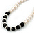 5mm - 10mm Cream Freshwater Pearl, Black Agate Stone and Crystal Rings Necklace - 45cm L - view 9
