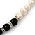 5mm - 10mm Cream Freshwater Pearl, Black Agate Stone and Crystal Rings Necklace - 45cm L - view 4