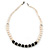 5mm - 10mm Cream Freshwater Pearl, Black Agate Stone and Crystal Rings Necklace - 45cm L - view 10