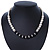 5mm - 10mm Cream Freshwater Pearl, Black Agate Stone and Crystal Rings Necklace - 45cm L - view 14