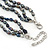 7mm Black/ Grey Rice Freshwater Pearl, 3 Strand Twisted Necklace - 41cm L/ 5cm Ext - view 4