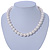 12mm Light Cream Ringed Freshwater Pearl Necklace In Silver Tone - 41cm L/ 6cm Ext - view 8