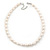 12mm Rice Shaped White Freshwater Pearl Necklace In Silver Tone - 41cm L/ 6cm Ext