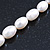 12mm Rice Shaped White Freshwater Pearl Necklace In Silver Tone - 41cm L/ 6cm Ext - view 4