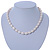 12mm Rice Shaped White Freshwater Pearl Necklace In Silver Tone - 41cm L/ 6cm Ext - view 8