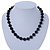 12mm Black Agate Round Semi-Precious Stone Necklace With Spring Ring Clasp - 46cm L - view 3