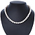 9mm Ringed White Freshwater Pearl With Crystal Rings Necklace In Silver Tone - 43cm L - view 4