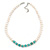 7mm Off Round Cream Freshwater Pearl, Turquoise Stone and Crystal Rings Necklace - 38cm L/ 6cm Ext - view 10