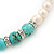 7mm Off Round Cream Freshwater Pearl, Turquoise Stone and Crystal Rings Necklace - 38cm L/ 6cm Ext - view 6