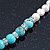 7mm Off Round Cream Freshwater Pearl, Turquoise Stone and Crystal Rings Necklace - 38cm L/ 6cm Ext - view 12