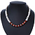 5mm - 10mm Cream Freshwater Pearl, Carnelian Stone and Crystal Rings Necklace - 45cm L - view 8