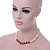 5mm - 10mm Cream Freshwater Pearl, Carnelian Stone and Crystal Rings Necklace - 45cm L - view 2