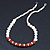 5mm - 10mm Cream Freshwater Pearl, Carnelian Stone and Crystal Rings Necklace - 45cm L - view 7