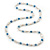 Freshwater Pearls, Light Blue Agate Stone and Transparent Crystal Bead Long Necklace - 80cm L