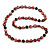 Burgundy Baroque Shape Freshwater Pearl, Black Glass Bead Necklace - 80cm L - view 5